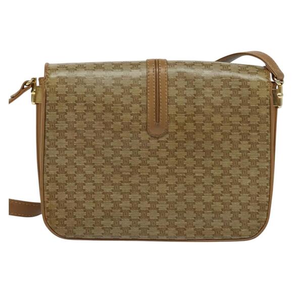 CELINE Macadam Canvas Shoulder Bag Pvc Leather Beige - Picture 3 of 13